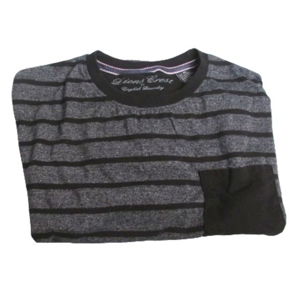 Lion crest Men's Black Gray Long Sleeve Striped Shirt